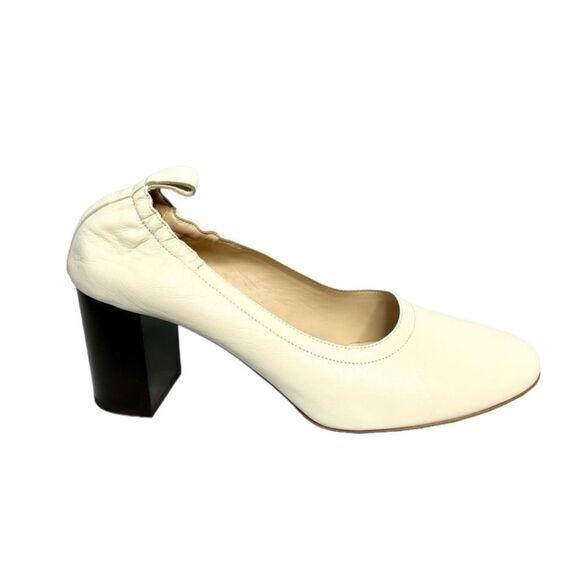 NEW Everlane bone ivory supple leather chunky block Day heels size 7.5 - Picture 2 of 11